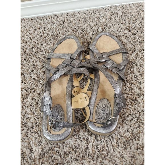 b. o. c. Silver Metallic Strappy Kesia Slingback Sandals Size 10M C64314 - Picture 4 of 9